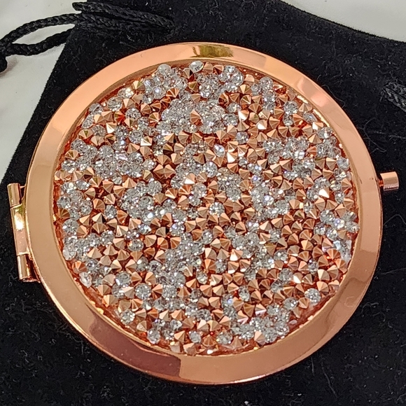 Rose Gold Bling Cosmetic Compact Mirror New - Picture 5 of 6